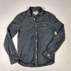 Penguin heather grey button up long sleeve shirt